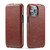 iPhone 14 Pro Fierre Shann Oil Wax Texture Vertical Flip PU Phone Case - Brown