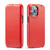 iPhone 14 Pro Fierre Shann Oil Wax Texture Vertical Flip PU Phone Case - Red