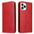 iPhone 14 Pro Fierre Shann PU Genuine Leather Texture Leather Phone Case - Red