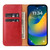 iPhone 14 Pro Fierre Shann PU Genuine Leather Texture Leather Phone Case - Red