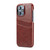 iPhone 14 Pro Fierre Shann Retro Oil Wax Texture PU Leather Case with Card Slots - Brown