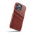 iPhone 14 Pro Fierre Shann Retro Oil Wax Texture PU Leather Case with Card Slots - Brown