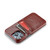 iPhone 14 Pro Fierre Shann Retro Oil Wax Texture PU Leather Case with Card Slots - Brown