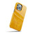 iPhone 14 Pro Fierre Shann Retro Oil Wax Texture PU Leather Case with Card Slots - Yellow