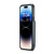 iPhone 14 Pro Max Fierre Shann Crazy Horse Card Holder Back Cover PU Phone Case - Blue
