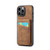 iPhone 14 Pro Max Fierre Shann Crazy Horse Card Holder Back Cover PU Phone Case - Brown