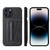 iPhone 14 Pro Max Fierre Shann Holder Back Cover PU Phone Case - Black
