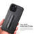 iPhone 14 Pro Max Fierre Shann Holder Back Cover PU Phone Case - Black