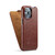 iPhone 14 Pro Max Fierre Shann Oil Wax Texture Vertical Flip PU Phone Case  - Brown