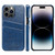iPhone 14 Pro Max Fierre Shann Retro Oil Wax Texture PU Leather Case with Card Slots  - Blue