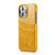iPhone 14 Pro Max Fierre Shann Retro Oil Wax Texture PU Leather Case with Card Slots  - Yellow