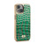 iPhone 15 Fierre Shann Crocodile Texture Electroplating PU Phone Case - Green