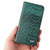 iPhone 15 Fierre Shann Crocodile Texture Magnetic Genuine Leather Phone Case - Green