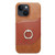 iPhone 15 Fierre Shann Oil Wax Texture Genuine Leather Back Cover Phone Case - Brown