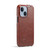 iPhone 15 Fierre Shann Oil Wax Texture Vertical Flip PU Phone Case - Brown