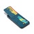 iPhone 15 Plus Fierre Shann Crazy Horse Card Holder Back Cover PU Phone Case - Blue