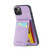 iPhone 15 Plus Fierre Shann Crazy Horse Card Holder Back Cover PU Phone Case - Purple