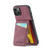 iPhone 15 Plus Fierre Shann Crazy Horse Card Holder Back Cover PU Phone Case - Wine Red