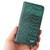 iPhone 15 Plus Fierre Shann Crocodile Texture Magnetic Genuine Leather Phone Case - Green