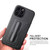 iPhone 15 Plus Fierre Shann Holder Back Cover PU Phone Case - Black