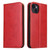 iPhone 15 Plus Fierre Shann PU Genuine Leather Texture Phone Case - Red