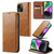 iPhone 15 Plus Fierre Shann Vintage Bark Texture Wallet Leather Phone Case - Khaki