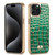 iPhone 15 Pro Fierre Shann Crocodile Texture Electroplating PU Phone Case - Green iPhone 15 Pro Fierre Shann Crocodile Texture Electroplating PU Phone Case - Green
