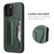 iPhone 15 Pro Fierre Shann Holder Back Cover PU Phone Case - Green