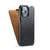 iPhone 15 Pro Fierre Shann Oil Wax Texture Vertical Flip PU Phone Case - Black