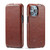 iPhone 15 Pro Fierre Shann Oil Wax Texture Vertical Flip PU Phone Case - Brown