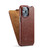 iPhone 15 Pro Fierre Shann Oil Wax Texture Vertical Flip PU Phone Case - Brown