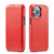 iPhone 15 Pro Fierre Shann Oil Wax Texture Vertical Flip PU Phone Case - Red