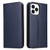 iPhone 15 Pro Fierre Shann PU Genuine Leather Texture Phone Case - Blue