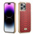 iPhone 15 Pro Fierre Shann Python Texture Electroplating PU Phone Case - Red