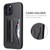 iPhone 15 Pro Max Fierre Shann Holder Back Cover PU Phone Case - Black