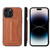 iPhone 15 Pro Max Fierre Shann Holder Back Cover PU Phone Case - Brown