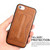 Fierre Shann Full Coverage Protective Leather Case iPhone SE 2020 & 8 & 7, with Holder & Card Slot - Brown