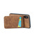 iPhone XR Fierre Shann Crazy Horse Card Holder Back Cover PU Phone Case - Brown