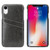 iPhone XR Fierre Shann Retro Oil Wax Texture PU Leather Case with Card Slots - Black