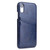 iPhone XR Fierre Shann Retro Oil Wax Texture PU Leather Case with Card Slots - Blue