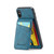 iPhone XS Max Fierre Shann Crazy Horse Card Holder Back Cover PU Phone Case - Blue