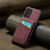 Samsung Galaxy A23 4G / 5G Fierre Shann Crazy Horse Card Holder Back Cover PU Phone Case - Wine Red