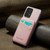 Samsung Galaxy A33 5G Fierre Shann Crazy Horse Card Holder Back Cover PU Phone Case - Pink