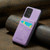 Samsung Galaxy A33 5G Fierre Shann Crazy Horse Card Holder Back Cover PU Phone Case - Purple