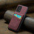 Samsung Galaxy A33 5G Fierre Shann Crazy Horse Card Holder Back Cover PU Phone Case - Wine Red