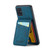 Samsung Galaxy A51 5G Fierre Shann Crazy Horse Card Holder Back Cover PU Phone Case - Blue