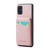 Samsung Galaxy A51 5G Fierre Shann Crazy Horse Card Holder Back Cover PU Phone Case - Pink