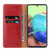 Samsung Galaxy A51 5G Fierre Shann PU Genuine Leather Texture Horizontal Flip Leather Case with Holder & Card Slots & Wallet - Red