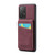 Samsung Galaxy A52 4G / 5G Fierre Shann Crazy Horse Card Holder Back Cover PU Phone Case - Wine Red