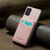 Samsung Galaxy A71 5G Fierre Shann Crazy Horse Card Holder Back Cover PU Phone Case - Pink
